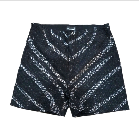 213 Mango Black & White RHINESTONE Women's Shorts SIZE LARGE - Picture 1 of 6
